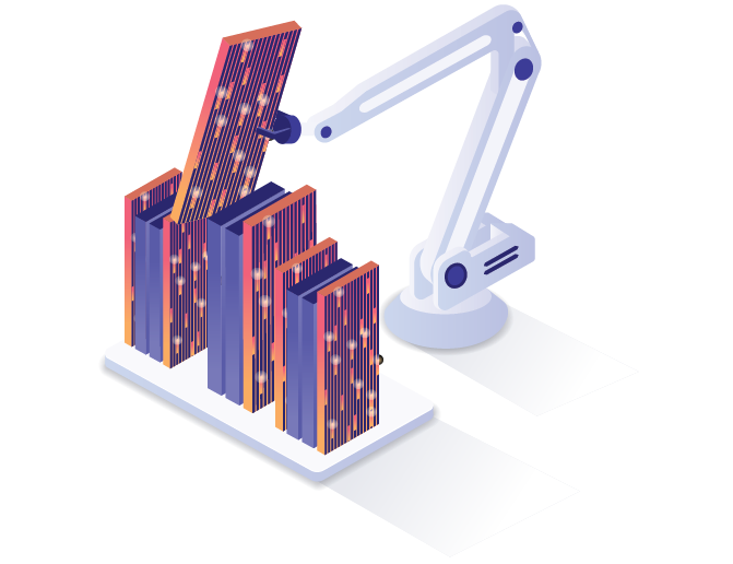 abstract of a factory robot arm stacking data